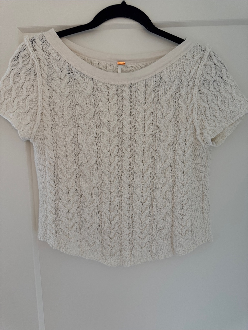Free People Ivory Cable Knit Top